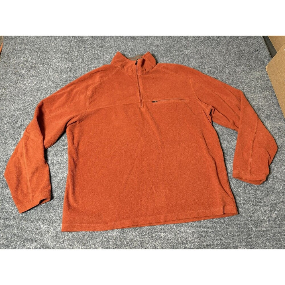 L.L. Bean Sweatshirt Mens L Orange Fleece 1/4 Zip Mock Neck Pullover Casual